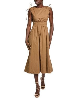 Kenneth Cole Ruched Cutout Waist Dress - Brown
