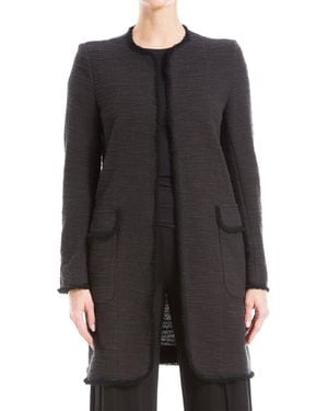 Max Studio Tweed Open Jacket - Black