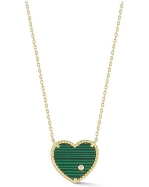 Glaze Jewelry 14K Over Malachite Cz Necklace - Green