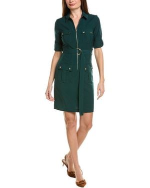 Sharagano Short Sleeve Shirtdress - Green