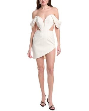 Jovani Satin Short Slit Dress - White