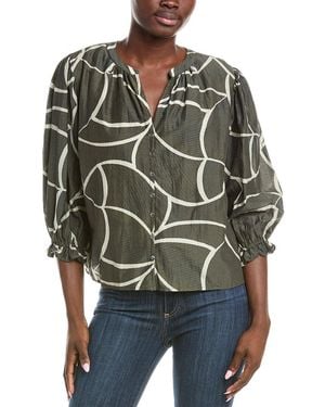 Velvet By Graham & Spencer Silk-Blend Top - Green