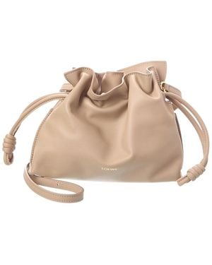 Loewe Flamenco Mini Leather Clutch - Natural