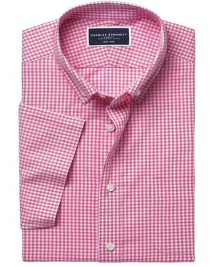 Charles Tyrwhitt Non-Iron Stretch Check Wool Shirt - Pink