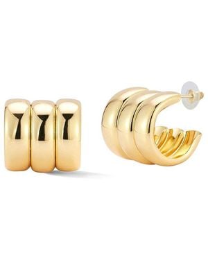 Glaze Jewelry Plated Wide Triple Hoop Earrings - Metallic