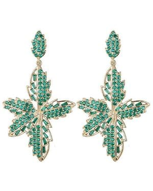 Eye Candy LA Cz Roxana Flower Drop Earrings - Green