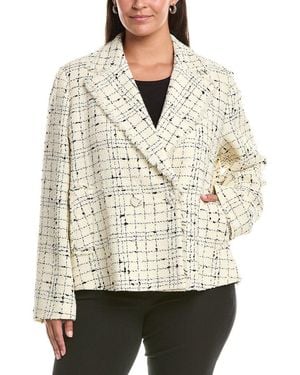 Marina Rinaldi Plus Saggina Wool-Blend Blazer - Natural