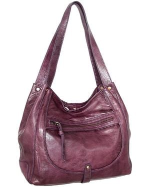 Nino Bossi Braylee Hand-Dyed Vintage Leather Satchel - Purple