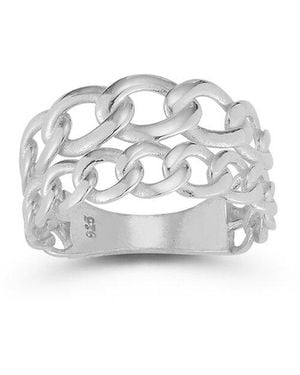 Chloe and Madison Silver Double Curb Stack Ring - White