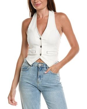 Vintage Havana Stretch Denim Halter Vest - Blue
