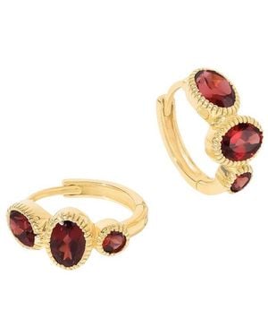 TIRAMISU Plated 2.71 Ct. Tw. Garnet Hoop Earrings - White