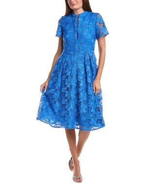 Tahari Embroidered Midi Dress - Blue