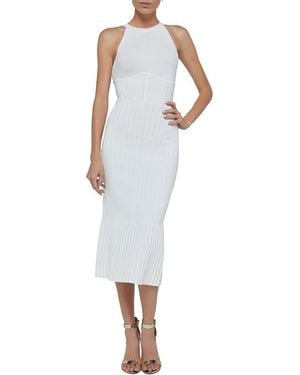 L'Agence Kimi Pleat Hem Knit Dress - White