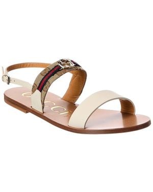 Gucci Interlocking G Gg Canvas & Leather Sandal - Pink