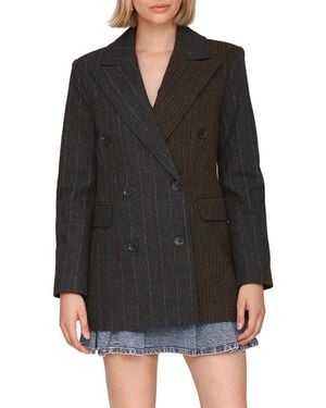 Avec Les Filles Short Wool-Blend Blazer - Black