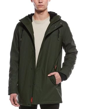 HUNTER Sam Padded Rubberized Waterproof Rain Coat - Green