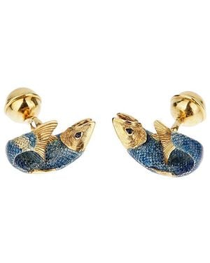 Tiffany & Co. 18K Fish Cufflinks (Authentic Pre-Loved) - Blue