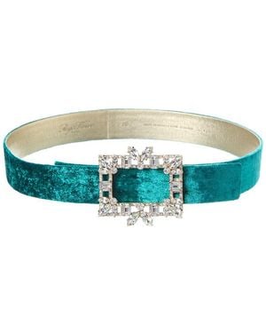 Roger Vivier Buckle Velvet Belt - Blue