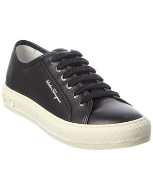 Ferragamo Borg Divise Leather Trainer - Black