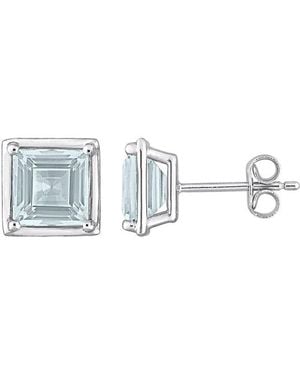 Rina Limor Silver 3.06 Ct. Tw. Aquamarine Square Studs - Blue