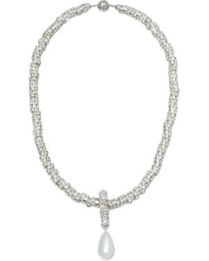 Adornia Crystal Magnetic Clasp Chain Necklace - Metallic