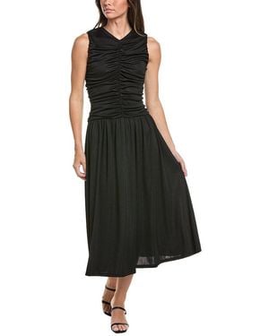 Kenneth Cole Drawstring A-Line Midi Dress - Black