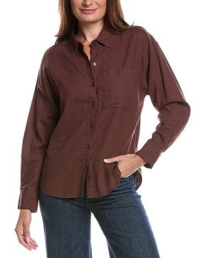 Z Supply Alfie Button Up Linen-Blend Shirt - Brown