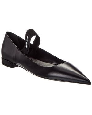 Miu Miu Label Leather Slingback Flat - Black