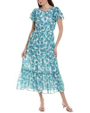 Cece Double Ruffle Maxi Dress - Blue