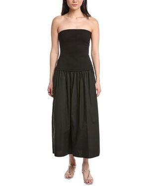Rag & Bone Irina Mixed Media Strapless Midi Dress - Black