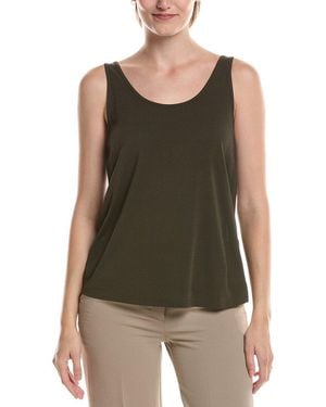 Eileen Fisher Silk Scoop Neck Slim Tank - Green