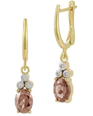 Reiss 14k 2.43 Ct. Tw. Diamond & Smokey Topaz Dangle Earrings - Metallic