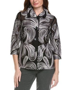 Joseph Ribkoff 3/4-Sleeve Button-Front Top - Grey
