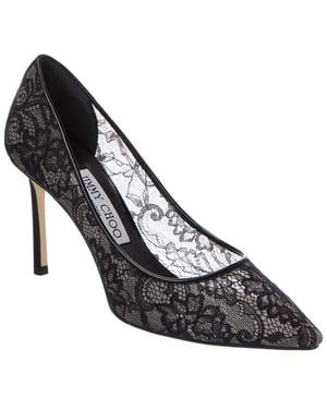 Jimmy Choo Romy 85 Lace & Leather Pump - Black