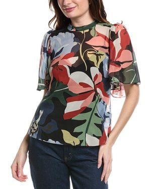 Rebecca Taylor Botanical Garden Silk-Blend Blouse - Grey