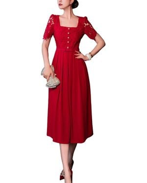 BURRYCO Solid Midi Dress - Red