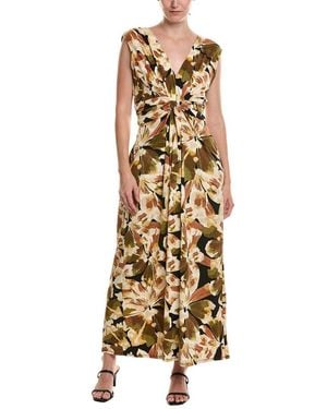 Anne Klein Twist Front Maxi Dress - Metallic