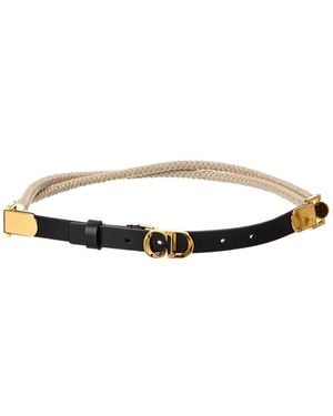 Dior C'Est Rope & Leather Belt - White