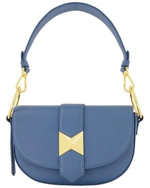 Mac Duggal Grain Leather Saddle Bag - Blue