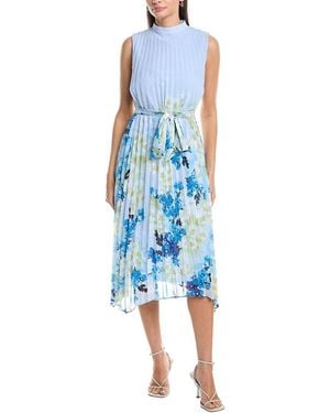 Tahari Short Sleeve Midi Dress - Blue