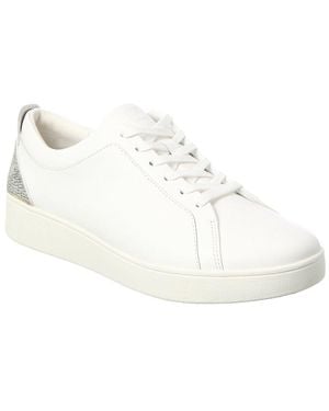 Fitflop Rally Crystal-Backtab Leather Trainer - White