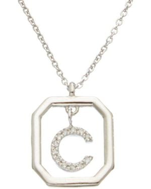 Italian Gold Over Silver 18K Italian Over 0.15 Ct. Tw. Diamond Initial Necklace - White