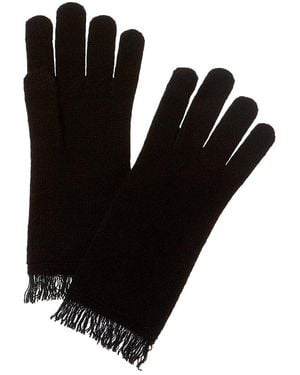 Amicale Cashmere Jersey Fringe Cashmere Gloves - Black