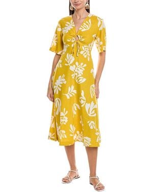 Marella Molise Linen-Blend Midi Dress - Yellow
