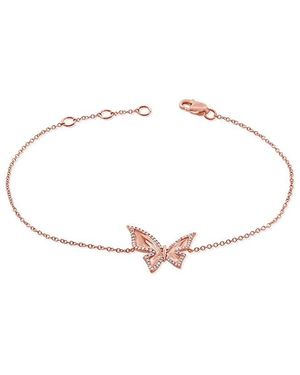 Sabrina Designs 14k Rose Gold 0.17 Ct. Tw. Diamond Butterfly Bracelet - White