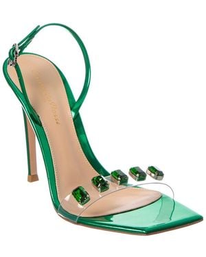 Gianvito Rossi Ribbon Candy Leather & Vinyl Slingback Sandal - Green