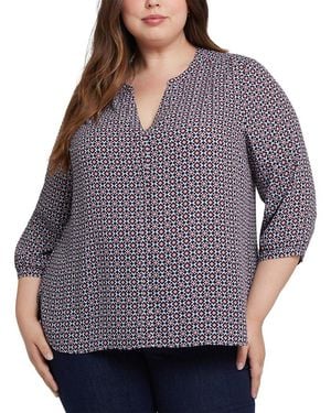 NYDJ Plus Pintuck Blouse - Purple