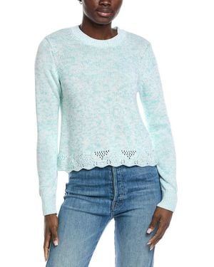 Autumn Cashmere Tweed Pointelle Jumper - Blue