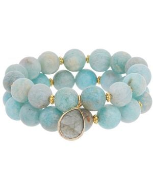 Rachel Reinhardt Jewelry Vermeil Amazonite & Labradorite Stackable Bracelet - Blue