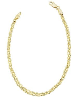 Italian Gold 14k Triple Bead Link Chain Bracelet - Metallic